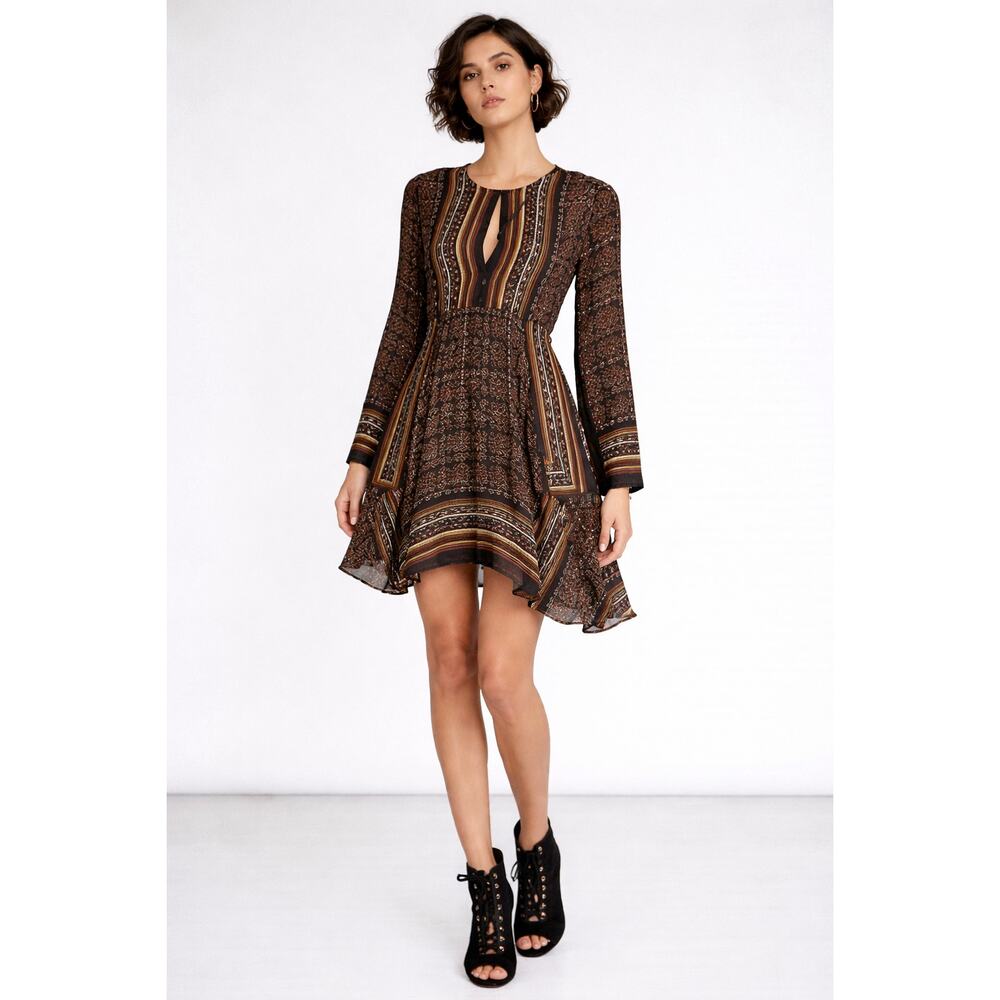 A.L.C. Silk Dress 0 XS Vicky Mini Long Sleeves Asymmetrical Hem 100% Silk